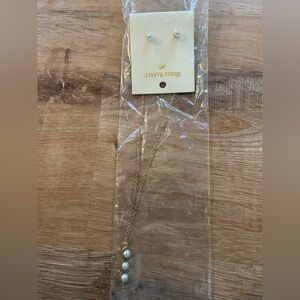 NWT Cost Plus World Market Gold Necklace with Pearl Charm